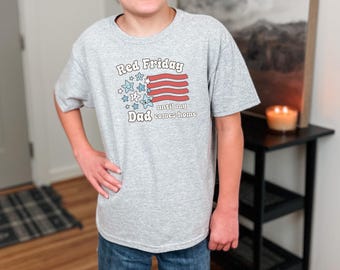 Red Friday Kids Military Deployment Shirt, Support Dad Homecoming Tee, Patriotic Family Apparel