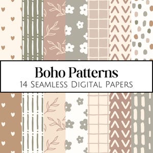 14 pezzi di carta digitale, JPEG di alta qualità, 300 DPI 12 x 12 pollici, stampe digitali Boho, carta per album digitali estetici / pennello digitale