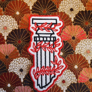 Ancient Greek pillar patch, embroidered iron-on badge