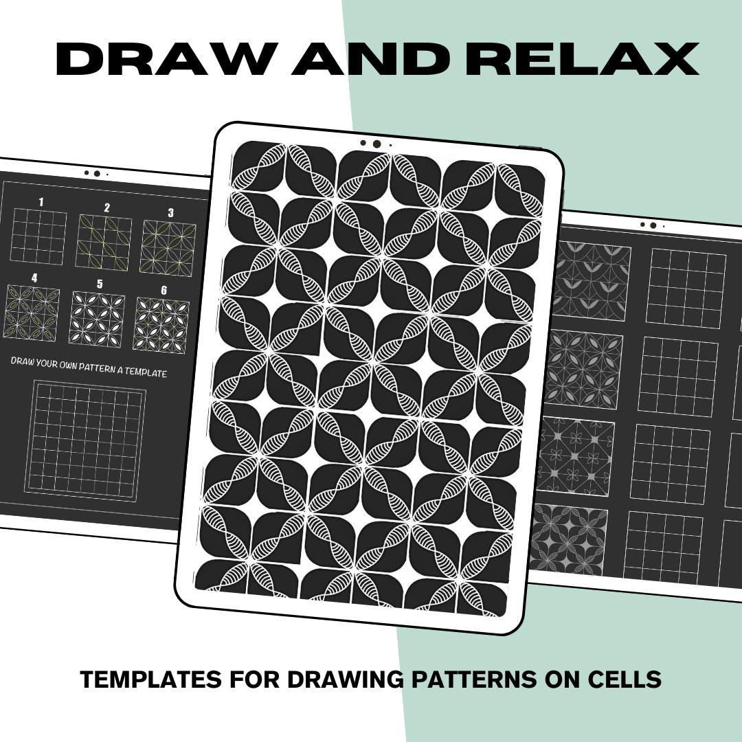 Zentangle Pattern Set – Geometric Drawing Templates for Relaxation ...