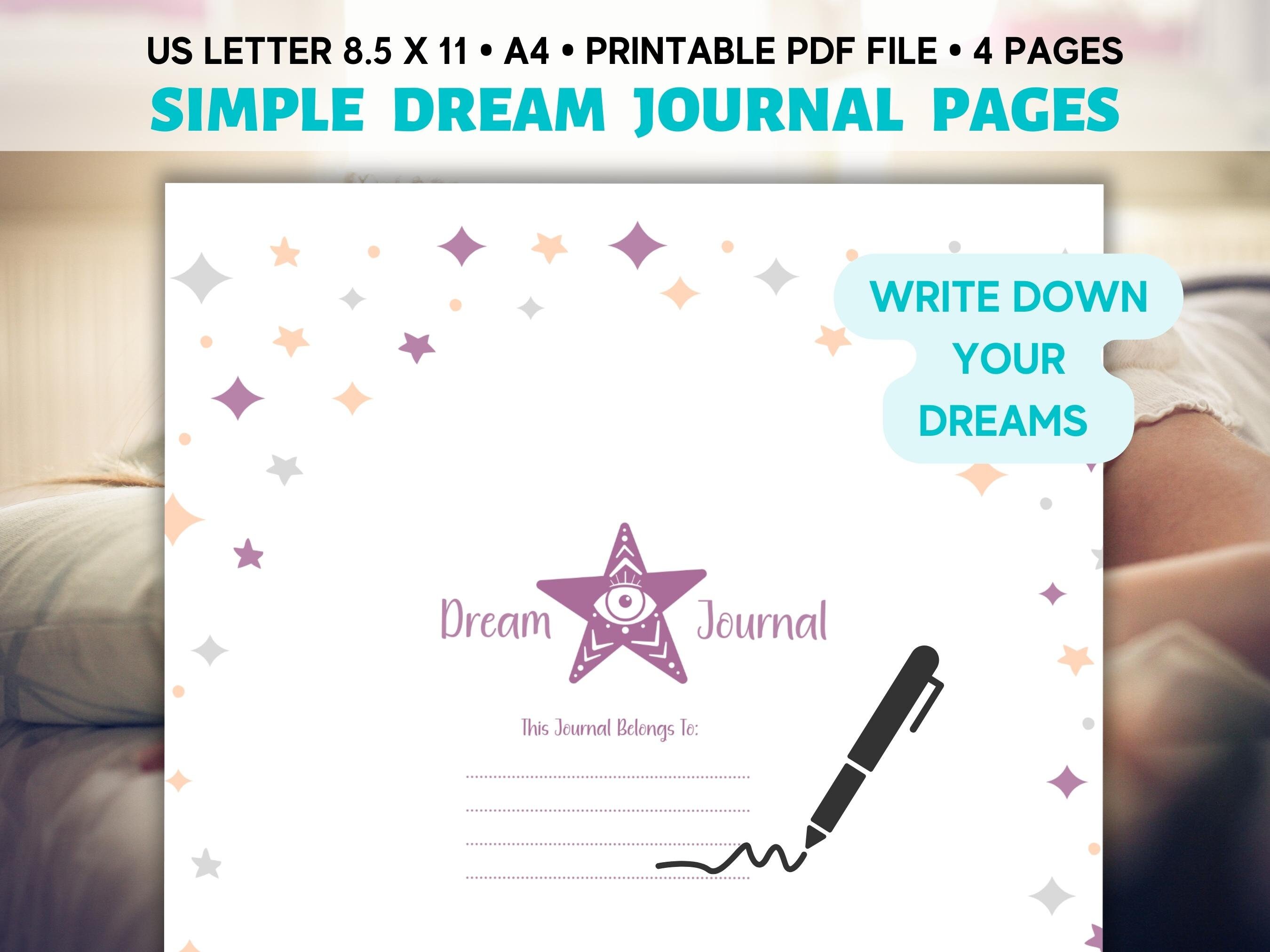 Simple Dream Journal Printable Page Bundle, Dream Diary, Instant ...