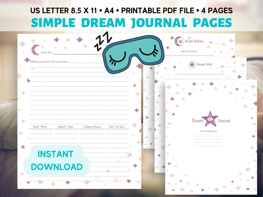 Simple Dream Journal Printable Page Bundle, Dream Diary, Instant ...