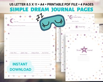 Dream Journal Printable: Sleep Diary Pages (PDF Download)