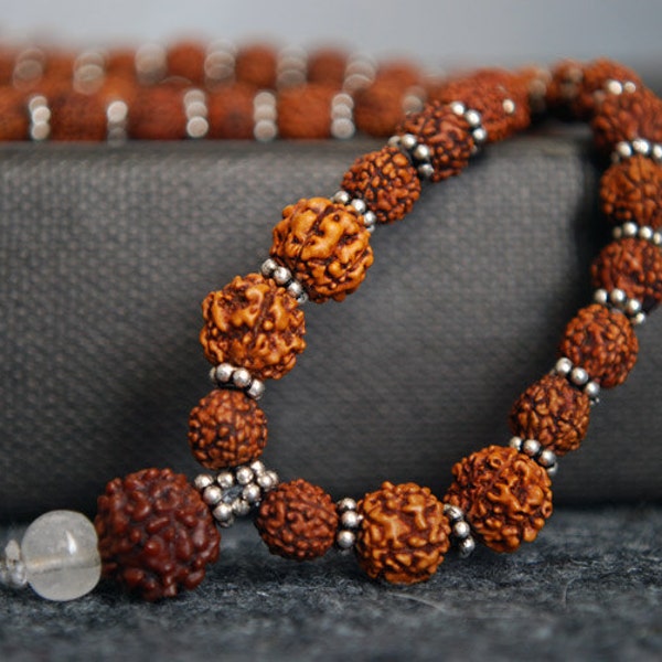 RESERVED Tiny Tears of Shiva Rudraksha Seed 108 Mala with Sterling Silver