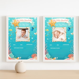 Starfish Baby Milestone Cards: Underwater Photo Props (Digital Download, PNG & PDF Files)