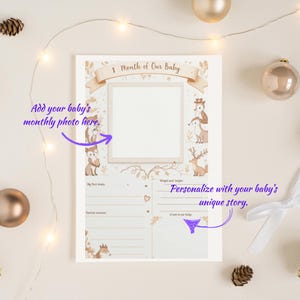 12 mois d'amis bébé et renard| Modèles imprimables d'étapes clés pour bébé | Panneaux photo mensuels | Téléchargement numérique
