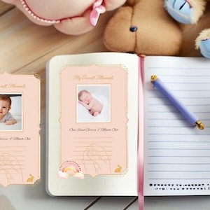 Cartes d'étape imprimables pour bébé fille – Ensemble mensuel rose poudré pour le nouveau-né à 12 mois | Idée cadeau baby shower | Téléchargement numérique