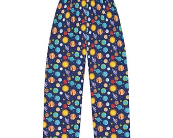 Spodnie piżamowe Celestial, Planety, Gwiazdy, Damska bielizna nocna do spania