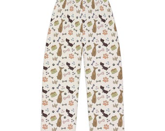 Pantalones de pijama con estampado de perro - Pantalones de estar por casa cómodos para mujer