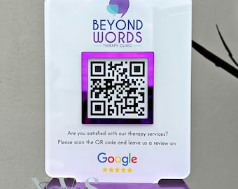 Custom Business QR Code Review Sign: Acrylic Social Media Scan