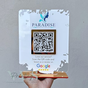 カスタムQRコードGoogleレビューサイン：アクリルビジネスディスプレイ