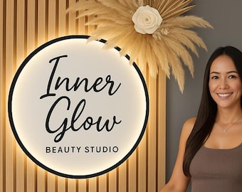 Custom LED Backlit Salon Sign, 3D Acrylic Business Logo