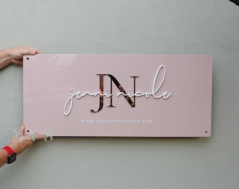 Letrero con logotipo comercial personalizado, letrero comercial cortado con láser personalizado, letrero comercial de madera personalizado, letrero con logotipo cortado con láser, logotipo de pared de su empresa