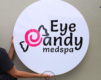 Rond bedrijfslogo op maat, 3D acryl logo bord, wandbord voor bedrijven, salonbord, receptiebord, kantoorlogo bord