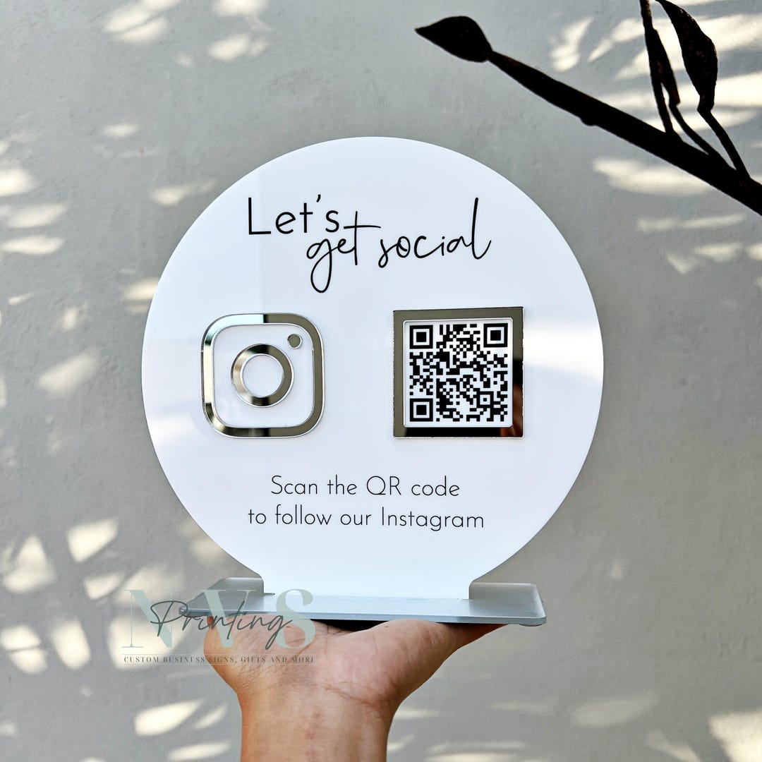 Custom Acrylic QR Code Business Sign: Salon & Social Media Display - Etsy