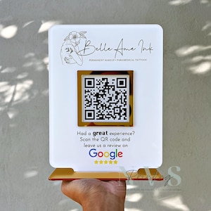 Letrero de reseñas de Google con código QR para empresas personalizado / Letrero personalizado para escanear y revisar en redes sociales / Marketing para pequeñas empresas