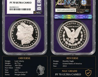 Moneda de plata Morgan de 2023-S, edición proof – NGC PF70 Ultra Cameo – Moneda estadounidense de plata .900 – Casa de la Moneda de San Francisco