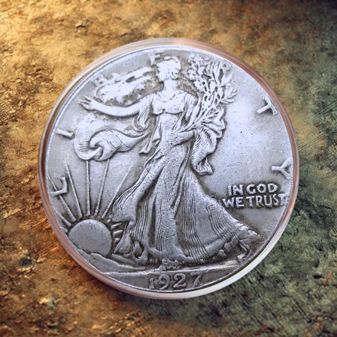米国1927Sウォーキングリバティハーフダラー銀メッキ記念コイン