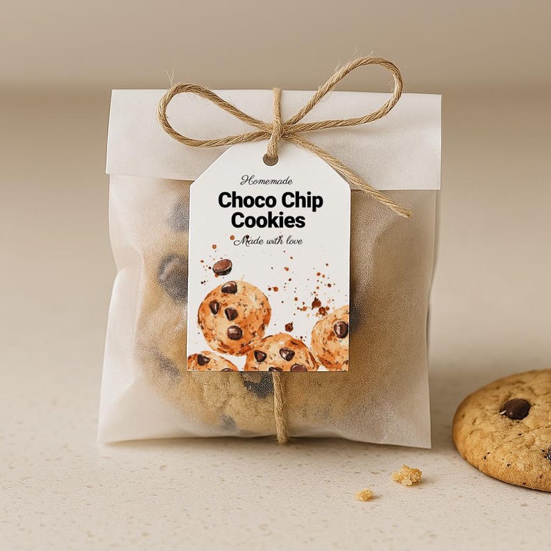 Printable Chocolate Chip Cookie Labels: Watercolor Design (digital ...