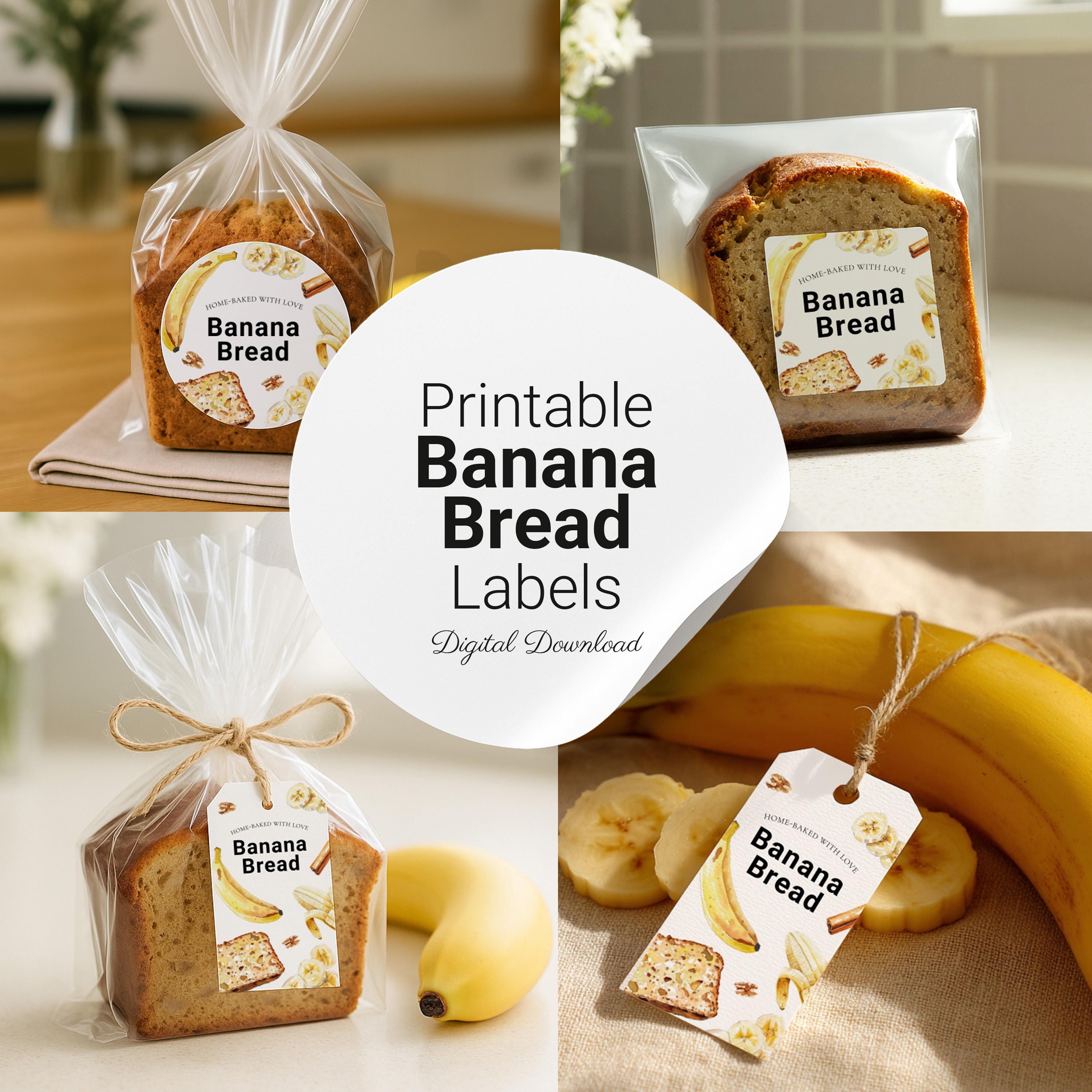 Banana Bread Printable Labels – Watercolor Gift Tags – Avery 5294