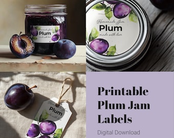 Watercolor Plum Jam Labels: DIY Canning Stickers (Digital Download)