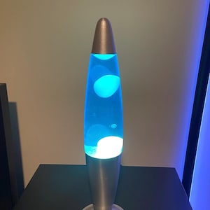 NEW! 14” Tall Lava Lamp White Blue Lava With Silver Base , Y2K Comfy Vibe