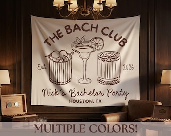 Bachelor Party Banner personalisiert, The Bach Club Junggesellenparty Wandteppich, Junggesellenabschied Dekor