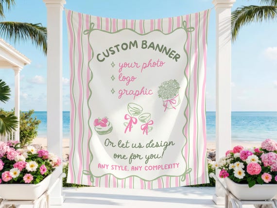 Custom Banner, Custom Tapestry, Custom Party Welcome Sign, Bachelorette, Bridal Shower, Baby Shower, Birthday Wall Photo Decor