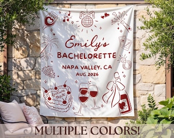 Wein Bachelorette Banner personalisiert, Weinberg Bachelorette Dekor, Wein Brautdusche Wandteppich, Weingut Bachelorette Dekor