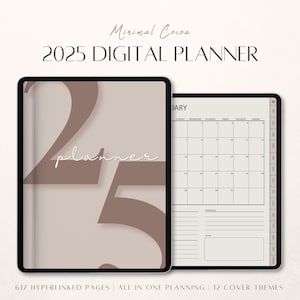 2025 Digital Planner | Neutral Beige Brown iPad Planner | Minimal 2025 Goodnotes Planner | Aesthetic Daily, Weekly, Monthly, Yearly Planner