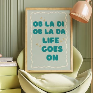 Ob-La-Di Beatles Lyrics Print: Retro Music Quote Artwork (Digital Download)