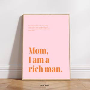 Mamma, sono un uomo ricco. | Cher | Poster | Stampa | Arte murale | Decorazione Dopamina | Illustrazione | Design minimalista | Varie dimensioni
