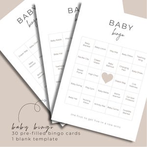 Druckbare Bingo Karten | Baby Shower | Baby Party | 31 einzigartige Karten | Sofortiger Download | Baby Shower Bingo | Druckbare PDF