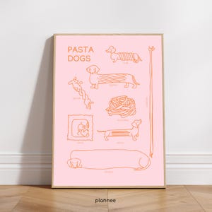 PASTA DOGS | Poster | Print | Dackel | Illustration | Geschenkidee | Dopamin Deko | Minimalistisches Design | Unterschiedliche Größen
