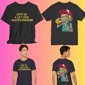 Skater Quote Tee, Skeleton Skate Or Die T-Shirt, Grunge Skating Shirt, Alternative Skateboarder Top, Cool Sk8 Tee, Tee for Cool Skater