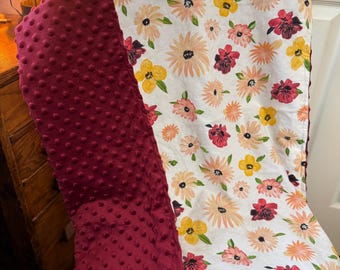 Boho Floral Minky Baby Blanket | Soft Summer Nursery Snuggles