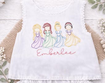 Embroidered Princess Bubble Romper | Personalized Baby Girl Outfit