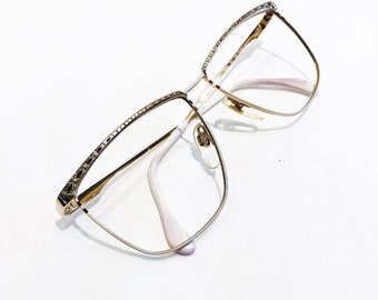 1980's Gold and White Mondi Frame Eyeglasses Sunglasses