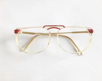 Vintage 1980's Red and Clear Neo Vision Oversized Plastic Eyeglasses