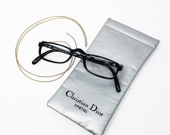Vintage 1980's Christian Dior Half Moon Eyeglasses with sterling silver chain