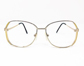 Vintage 1980's Marcolin Lunettes Cartiers De Luxe Gold and Yellow Oversized Frame