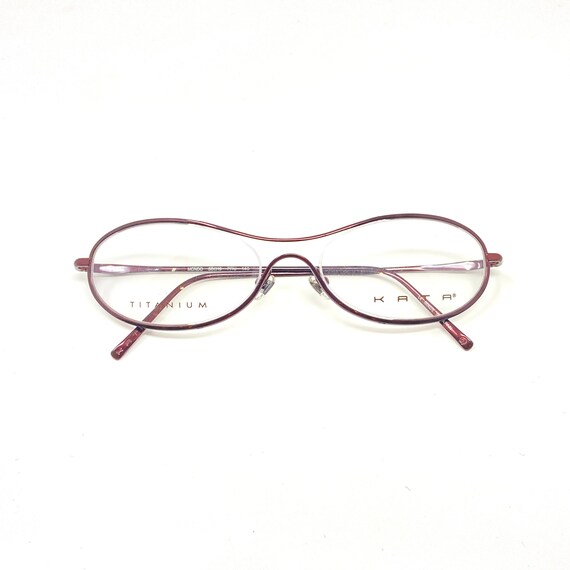 Vintage early 2000's Kata Titanium Burgundy Eyeglasses Gem