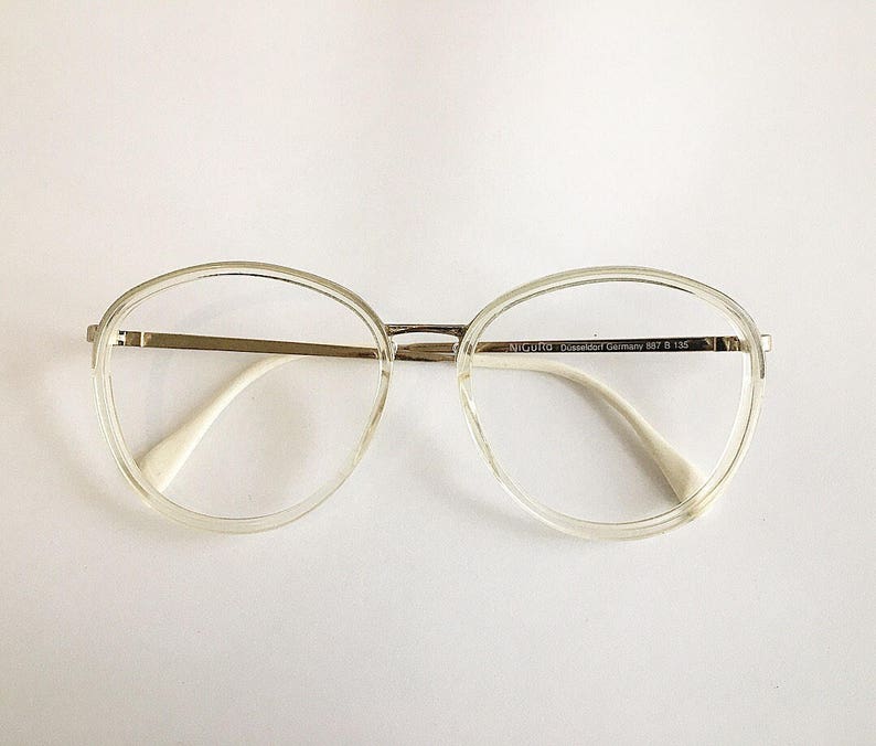 CLEARANCE Vintage 1990's Oversized White and Clear Nigura Eyewear Eyeglasses Frames image 2