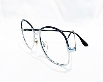 Vintage 1980's Matte Black and Shiny Silver Renaissance Frame Eyeglasses Sunglasses