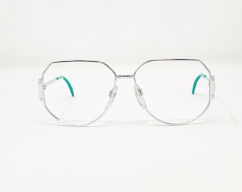 Vintage 1980's Silhouette Oversized Silver/Seafoam Titanium Eyeglasses
