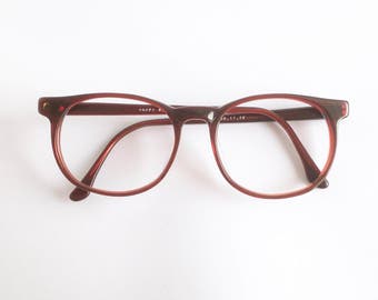 CLEARANCE Vintage 1980's Happy Round Red Plastic Eyeglasses