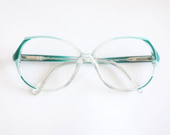 Lunettes de vue surdimensionnées en plastique Happy Days sarcelle des années 1980