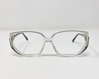Vintage 1980's Silhouette White and Marble Pearl Grey Plastic Eyeglasses