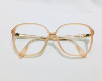 1980's Silhouette Blush Nude Oversized Plastic Eyeglasses made in Austria