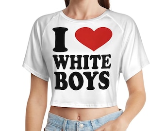 I love white Jungen Kurzarm Crop Top